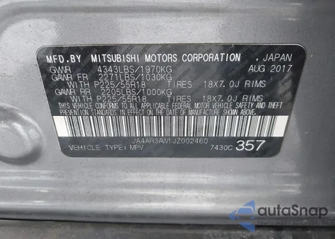 2018 Mitsubishi Outlander Sport 2.4 Se z USA, uszkodzony, nr VIN JA4AR3AW1JZ002460